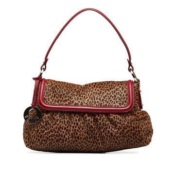 FENDI Leopard Print Pony Hair Chef Shoulder Bag