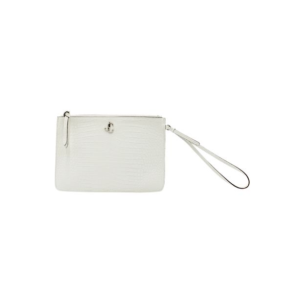 White discount croc clutch