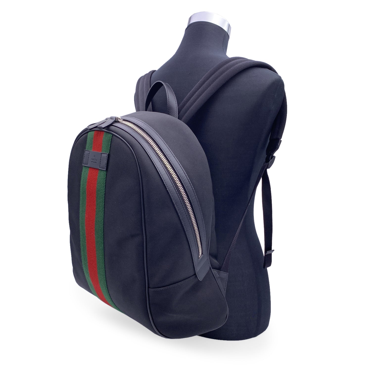 Gucci backpack clearance black with stripe