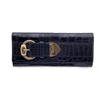 GUCCI Black Embossed Leather Romy Clutch Bag Wallet