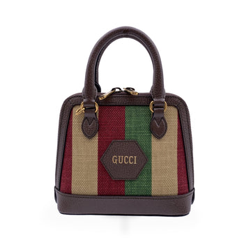 GUCCI Red Green Beige Stripes Centennial 100 Small Dome Bag