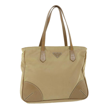 PRADA Hand Bag Nylon Beige Auth ac1294