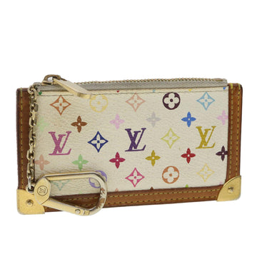 LOUIS VUITTON Multicolor Pochette Cles Coin Purse White M93734 LV Auth ac1405