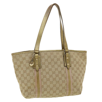 GUCCI GG Canvas Tote Bag Beige Gold 137396 Auth ac1626