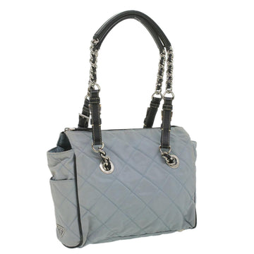 PRADA Quilted Shoulder Bag Nylon Light Blue Auth ac1703