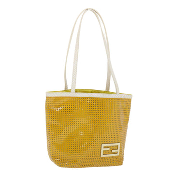 FENDI Tote Bag Enamel Yellow White Auth ac1799