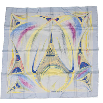 HERMES Carre 90 La Tour Eiffel Scarf Silk Light Blue Auth ac2012