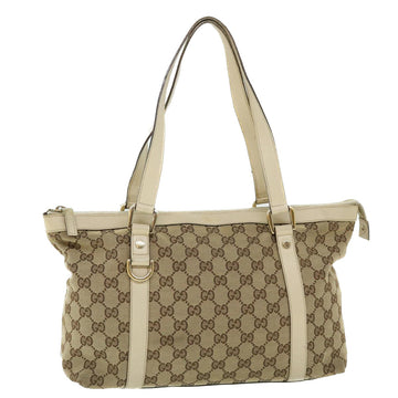 GUCCI GG Canvas Tote Bag Beige 141470 Auth ac2124