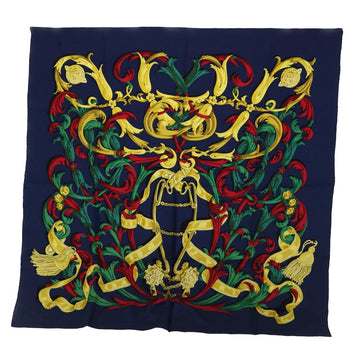 HERMES Carre 90 LE MORS A LA CONETABLE Scarf Silk Navy Auth ac2187