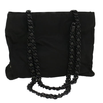 PRADA Chain Shoulder Bag Nylon Black Auth ac2202