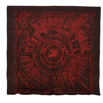 HERMES Carre 90 Naissance dune idee Scarf Silk Orange Brown Auth ac2245