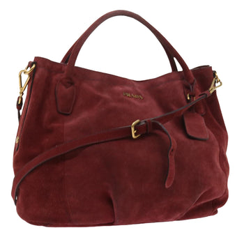 PRADA Hand Bag Suede 2way Red Auth ac2298