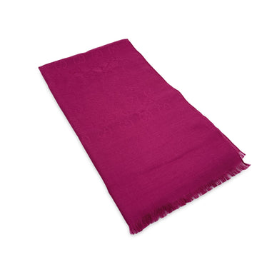 GUCCI Red Magenta Gg Monogram Wool And Silk Scarf Stole 45X180 Cm