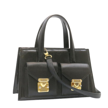 FENDI 2Way Hand Shoulder Bag Leather Black Auth ai073