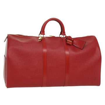 LOUIS VUITTON Epi Keepall 55 Boston Bag Red M42957 LV Auth ai465A