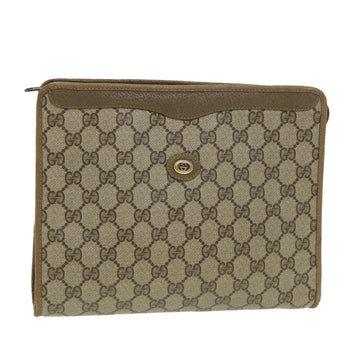 GUCCI GG Canvas Clutch Bag PVC Leather Beige 97.01.038 Auth am4070