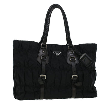 PRADA Tote Bag Nylon Black Auth am4348