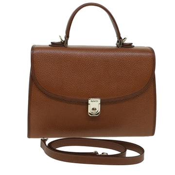 BURBERRYSs Hand Bag Leather 2way Brown Auth am4417