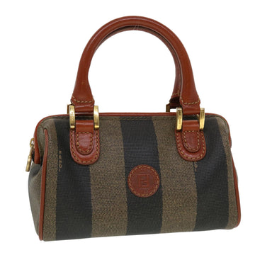 FENDI Pecan Canvas Mini Hand Bag Brown Black Auth am4474