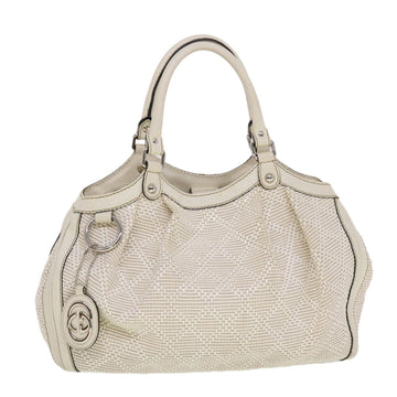 GUCCI Diamante GG Canvas Hand Bag Leather White 211944 Auth am4493