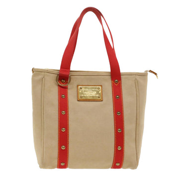 LOUIS VUITTON Antigua Cabas MM Tote Bag Beige Red M40035 LV Auth am4814