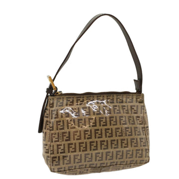 FENDI Zucchino Canvas Hand Bag Beige Auth am4889