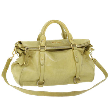 MIU MIU Hand Bag Leather 2way Yellow Auth am4964
