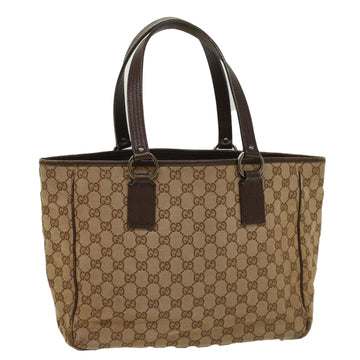 GUCCI GG Canvas Tote Bag Beige 113017 Auth am5049