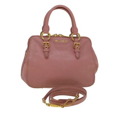 MIU MIU Hand Bag Leather 2way Pink Auth am5171