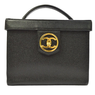 CHANEL 1994-1996 Circled CC Vanity Handbag Black Caviar ao08272