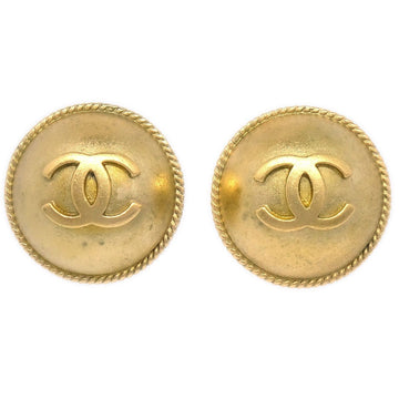 CHANEL★ 1994 Gold CC Rope Edge Earrings ao29345