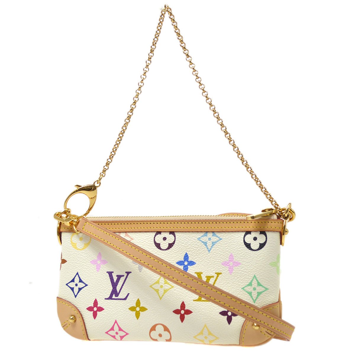 RARE Louis Vuitton FRANCE Whte Multicolor Milla MM Clutch Mini Pochette Bag