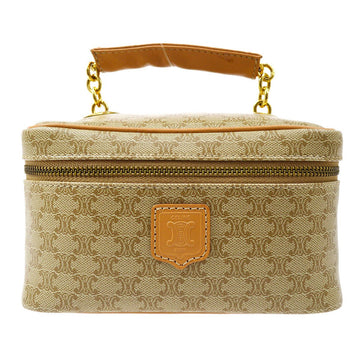 CELINE M14 Macadam Pattern Hand Vanity Bag Beige