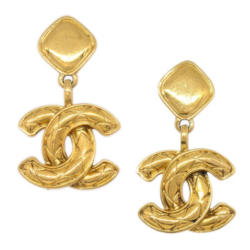 CHANEL Quilted Shaking Earrings Clip-On Gold ao33541