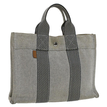 HERMES Fourre Tout PM Hand Bag Canvas Gray Auth ar10058B