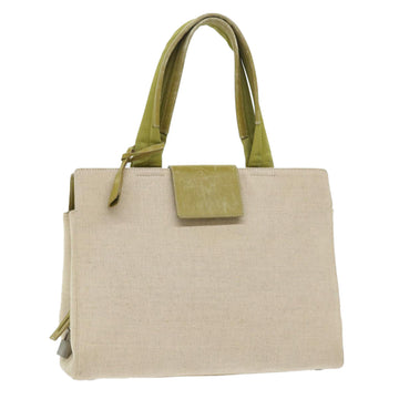 PRADA Tote Bag Canvas Beige Auth ar10066