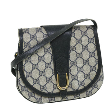 GUCCI GG Canvas Shoulder Bag PVC Leather Gray Navy 10 02 031 Auth ar10216