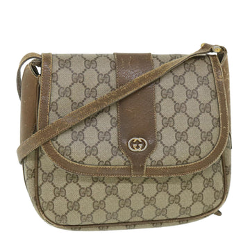 GUCCI GG Canvas Shoulder Bag PVC Leather Beige Auth ar10280