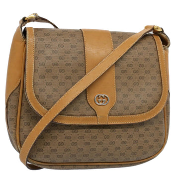 GUCCI Micro GG Canvas Shoulder Bag PVC Leather Beige 001 115 4425 Auth ar10321