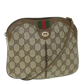 GUCCI GG Supreme Web Sherry Line Shoulder Bag Beige Red 904 02 047 Auth ar10438