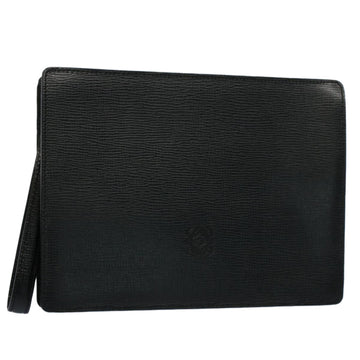 LOEWE Clutch Bag Leather Black Auth ar10480