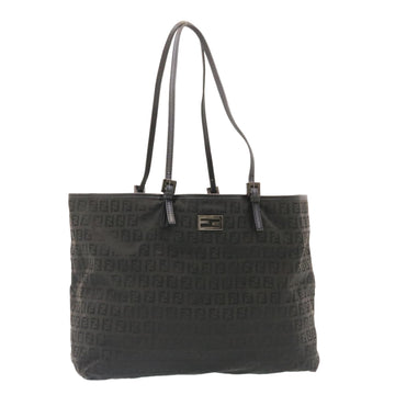 FENDI Zucchino Canvas Tote Bag Black Auth ar6460