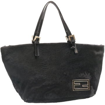 FENDI Hand Bag Unborn Calf SkinLeather Black Auth ar6571