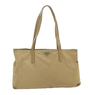 PRADA Tote Bag Nylon Beige Auth ar6825