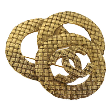 CHANEL Brooch Gold CC Auth ar7253