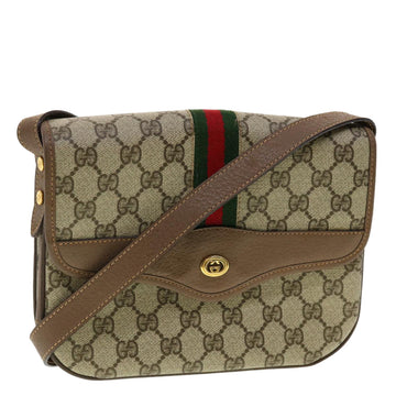 GUCCI GG Canvas Web Sherry Line Shoulder Bag Beige Red 001.113.6862 Auth ar9275