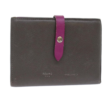 CELINE Wallet Leather Gray Auth ar9714B