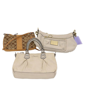 Coach Signature Shoulder Bag Canvas Leather 3Set Beige Brown Auth ar9791