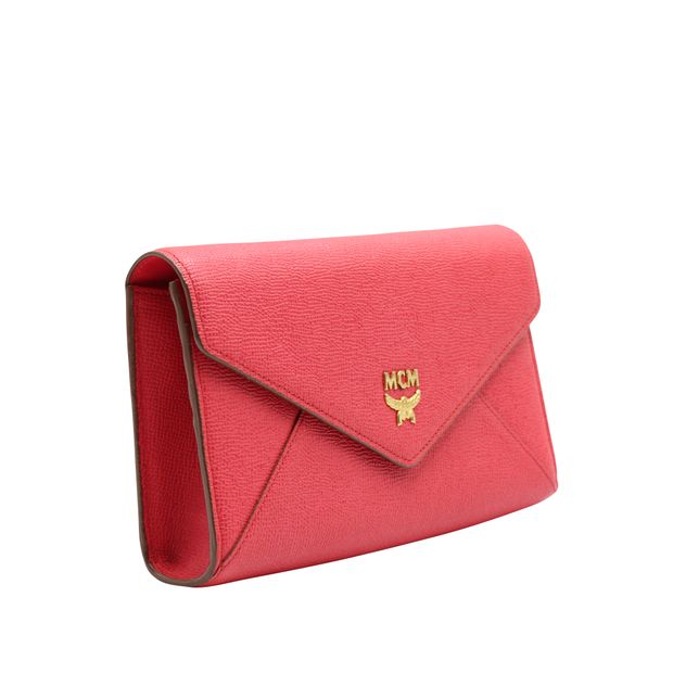 Mcm red shop clutch bag