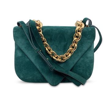 BOTTEGA VENETA Green Suede Mount Medium Envelope Shoulder Bag